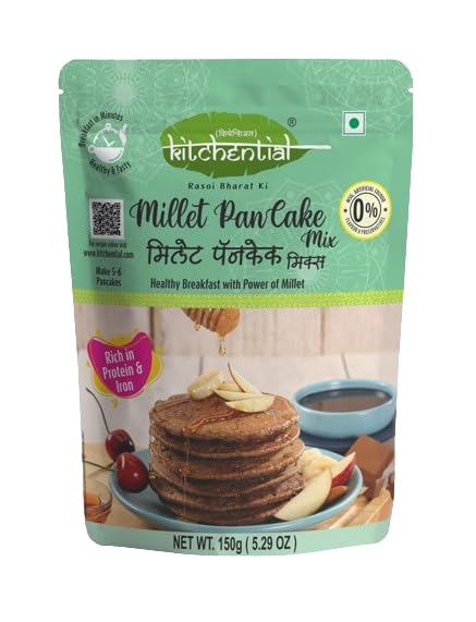 Kitchential Millet Pancake Mix | Iron & Protein Rich | Instant & Ready To Cook | Nutritious & Delicious | Perfect For Healthy Breakfasts | (150 gm Pack)