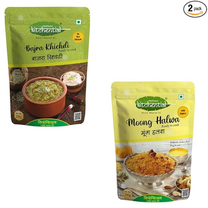 Kitchential Bajra Khichdi & Moong Halwa with Jaggery Combo |Instant Cook (Pack of 2 - 400 gm)