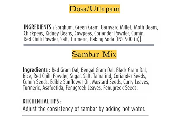 Protein Rich Dosa Uttapam Sambar Mix Combo